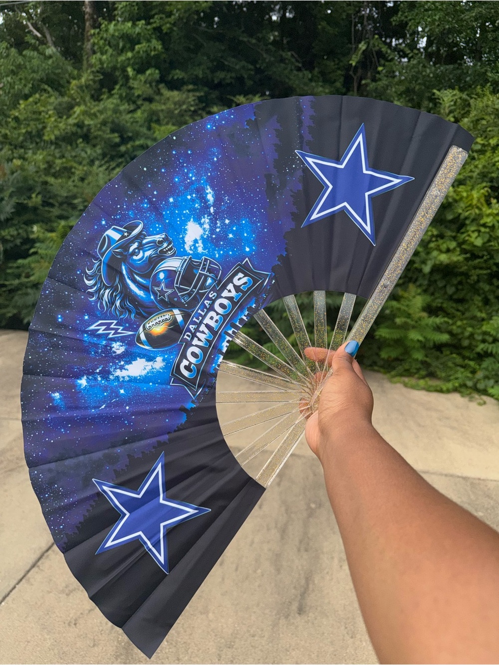 Dallas Cowboys Folding Fan - Blue & Black Star Design